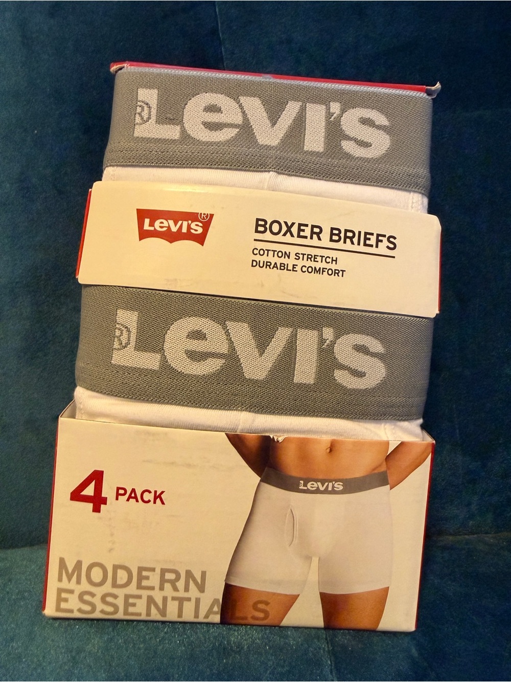 Levi's White Boxer Briefs with Gray Waistband - 4 Pack